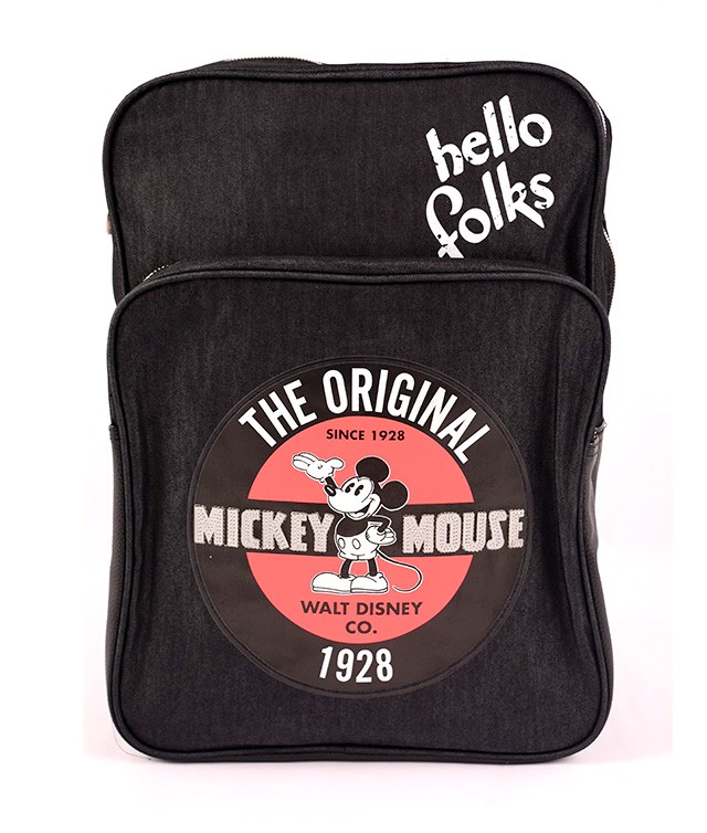 Ghiozdan denim si piele ecologica, imprimeu Mickey, pentru gimanziu - imagine 6